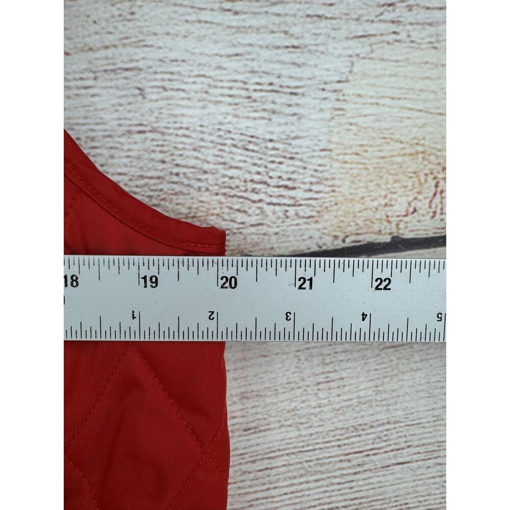 LL Bean Quilted Full Zip Vest Womens Medium Rust Brown Plaid Lined Cord Collar - Picture 9 of 10